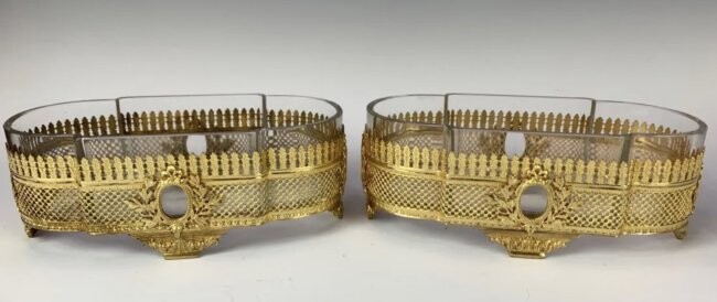 A PAIR OF ORMOLU MOUNTED BACCARAT GLASS VASES