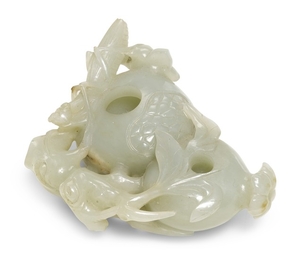 A PALE CELADON JADE 'POMEGRANATE' WATERPOT QING DYNASTY, 18TH/19TH CENTURY