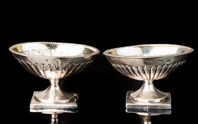 A Pair of Antique Russian Silver Footed Salt Cellars 1770.