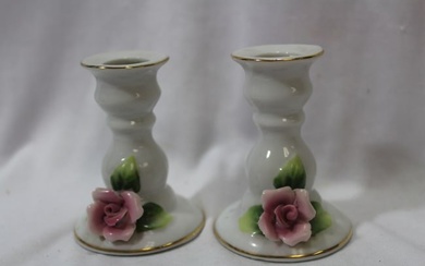 A Pair of Ceramic Candle Holders