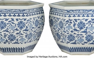 A Pair of Chinese Blue and White Porcelain Jardi