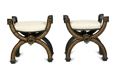 A Pair of Continental Cast Iron and Parcel Gilt