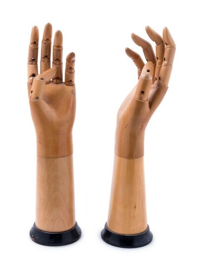 A Pair of French Carved and Articulated Wood Glove