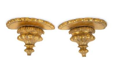 A Pair of Italian Carved Giltwood Wall Brackets