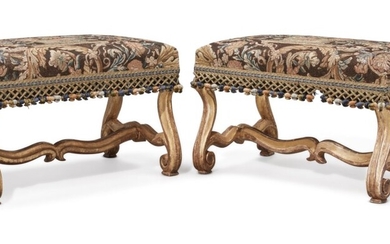 A Pair of Louis XIV Carved Giltwood Tabourets, Circa 1700
