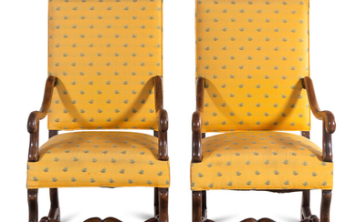 A Pair of Louis XIV Walnut Armchairs