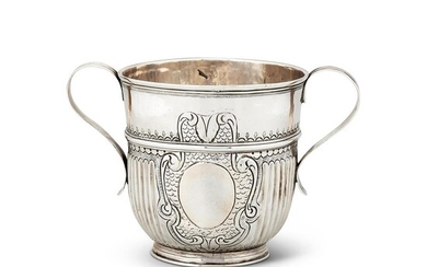 A QUEEN ANNE SILVER TWIN HANDLED CUP BY JOHN WISDOME