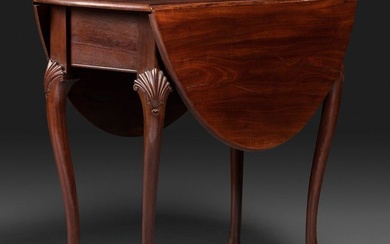 A Queen Anne Shell-Carved Mahogany Drop-Leaf Table