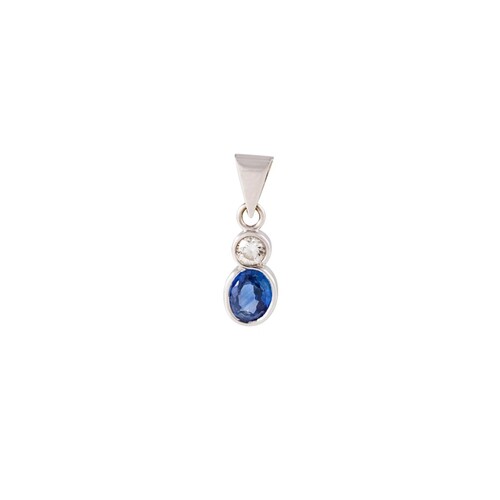 A SAPPHIRE AND DIAMOND PENDANT, the oval sapphire and brilli...