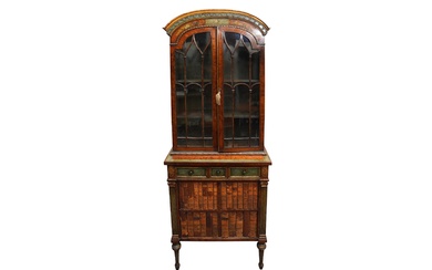 A SHERATON STYLE SATINWOOD CABINET, LATE 18TH CENTURY