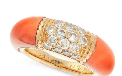 A VINTAGE DIAMOND AND CORAL PHILIPPINES DRESS RING, VAN