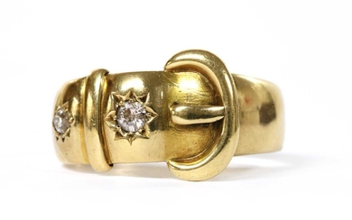 A Victorian 18ct gold diamond set buckle ring