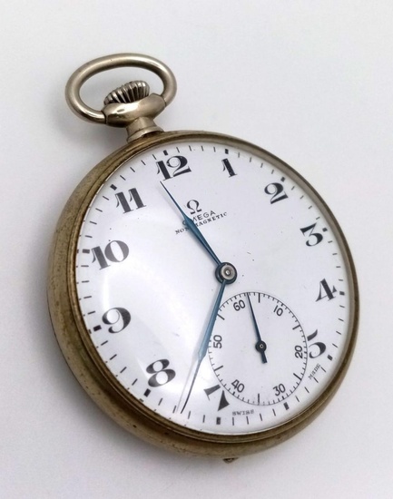 A Vintage Omega Pocket Watch. Stainless steel case...