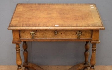 A WALNUT SINGLE DRAWER SIDE TABLE (73H x 73W x 53D CM) (LEONARD JOEL DELIVERY SIZE: MEDIUM)