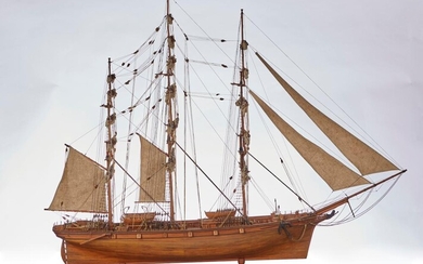 A WOODEN SCALE MODEL OF THE CLIPPER SHIP 'CUTTY SARK'