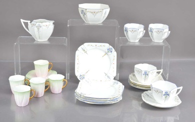 A Wilman "Foley China" coffee set and a Shelley Art Deco style teaset
