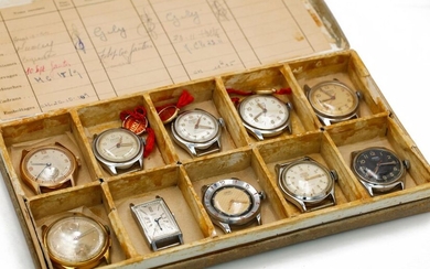 A batch of ten mechanical watches, including four "Derby, Anti-magnetic"...