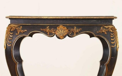 A black japanned and gilt centre table