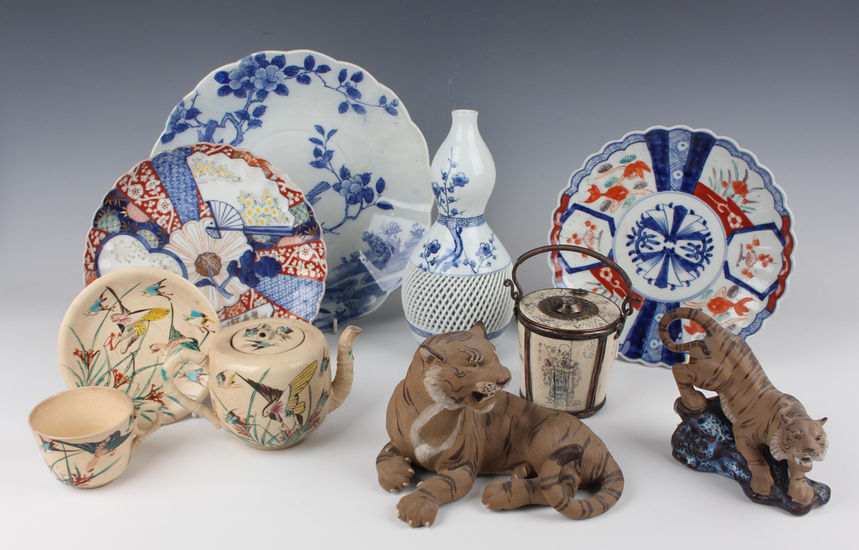 A collection of Chinese and Japanese ceramics, 19th century and later, including a Japanese Imari po