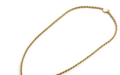 A cordel necklace of 18k gold with a pendant set with a...
