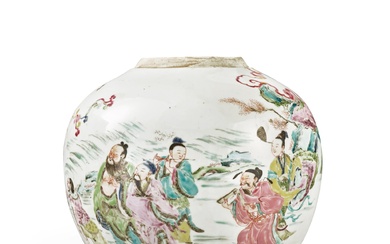 A famille-rose 'Eight Daoist Immortals' ovoid jar, Qing dynasty, Yongzheng period | 清雍正 粉彩八仙圖罐