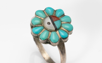 A good vintage Navaho sterling silver ring, C: 1970's, the...