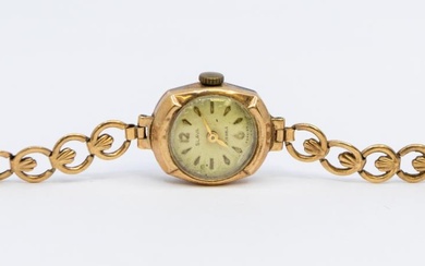 A ladies 9ct gold Slava 17 jewels wristwatch, round dial...