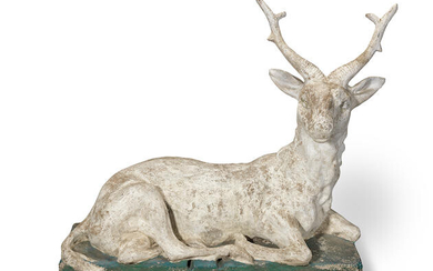 A large 19th century composition stone stag