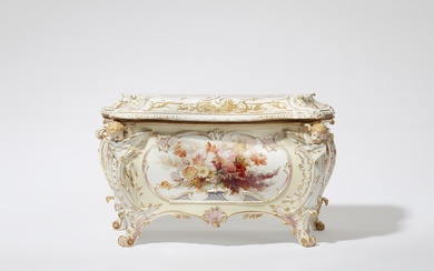 A large and important Berlin KPM porcelain box with 'weichmalerei' decor