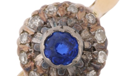 A late 20th century sapphire and diamond flowerhead cluster ...