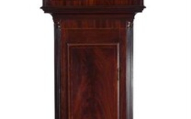 A mahogany and line inlaid longcase clock