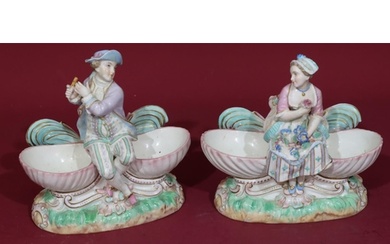 A pair of 19th/20th Century Continental porcelain salts in t...