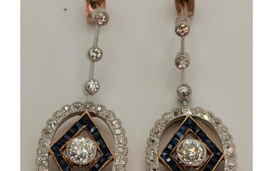 A pair of Art Deco platinum and 18 carat gold diamond and sa...