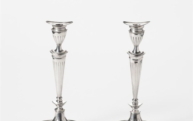 A pair of Dutch silver candlesticks Mark of...