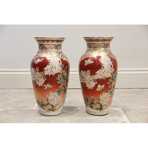 A pair of Japanese Satsuma lamp bases, 20th century, each of...