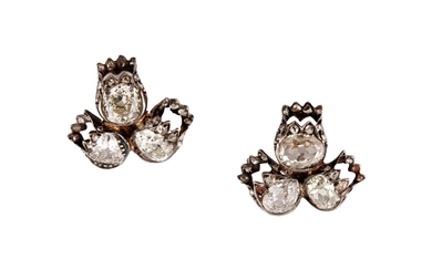 A pair of diamond earstuds, circa 1880