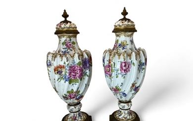 A pair of late 19th century Frankenthal gilt bronze mounted ...