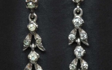 A pair of late Georgian silver and gold paste drop earrings