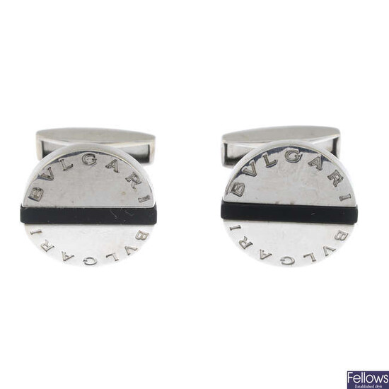 A pair of onyx 'Pan Coupe' cufflinks, by Bulgari.