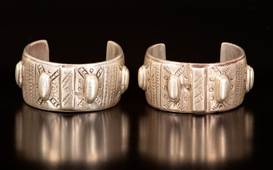 A pair of silver cuff bracelets - Fayyum, Egypt