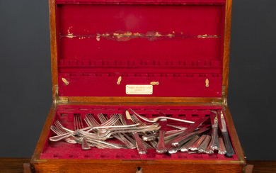 A part canteen of silver plated cutlery by Thomas Bradbury,...