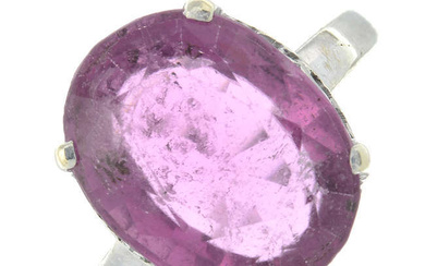 A pink tourmaline single-stone ring.