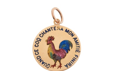 A rare French gold and vari-hue enamel love token pendant, d...