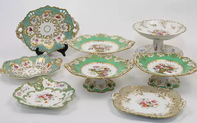A selection of floral decorated porcelain, 19th century and later,...