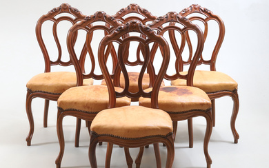 A set of 6 neo-rococo chairs, late 19th century.