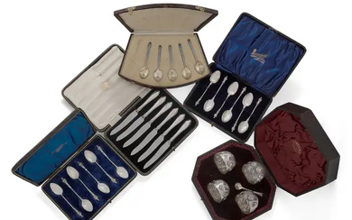 A set of four Victorian silver open salts. Charles Edwards, London, 1892....