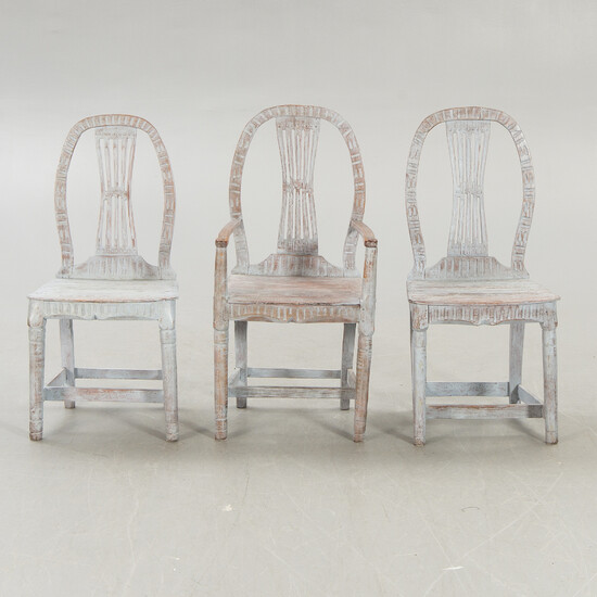 A set of three different chairs 19th century