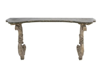 A silver in mecca and lacquered wall console