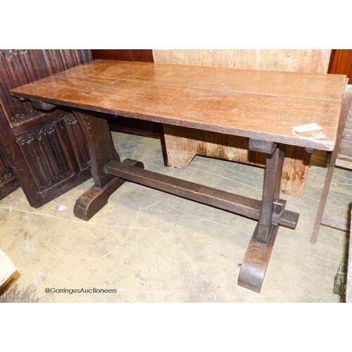 A small 18th century style oak refectory table, length 126cm...