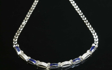 A white gold sapphire and diamond necklace